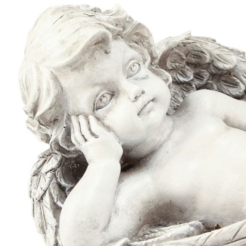 Prodotto Angelo sdraiato decorazione tombale poliresina grigio bianco 31×16cm