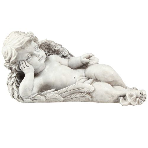 Prodotto Angelo sdraiato decorazione tombale poliresina grigio bianco 31×16cm