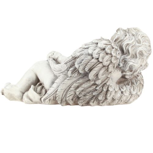 Prodotto Angelo sdraiato decorazione tombale poliresina grigio bianco 31×16cm