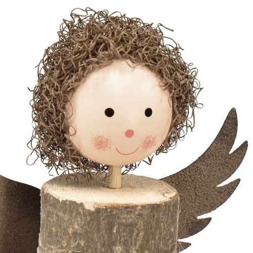Prodotto Angelo con riccioli decorazione in legno Natale naturale H15cm 3 pz