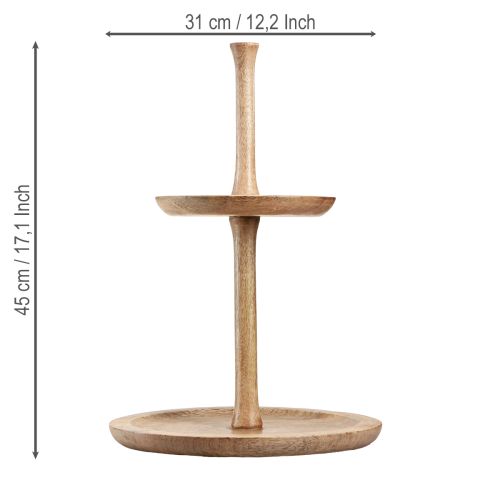 Prodotto Alzata per torta decorazione in legno a 2 piani tonda naturale Ø31/20cm H45cm