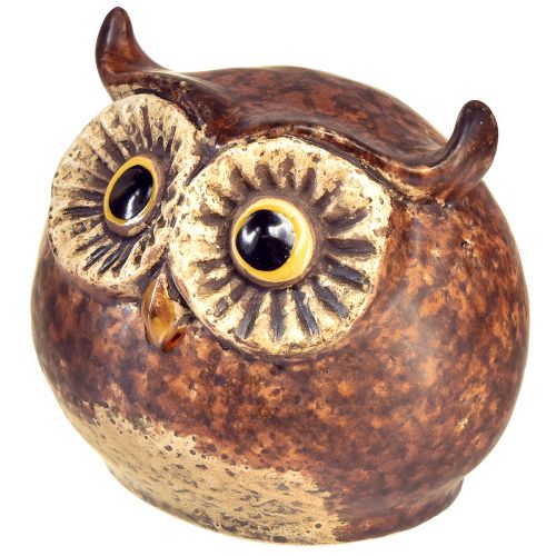 Prodotto Affascinanti figurine di gufi in ceramica - design dettagliato in marrone e crema, 10,5 cm - decorazione perfetta per soggiorno e sala di lavoro - 3 pezzi