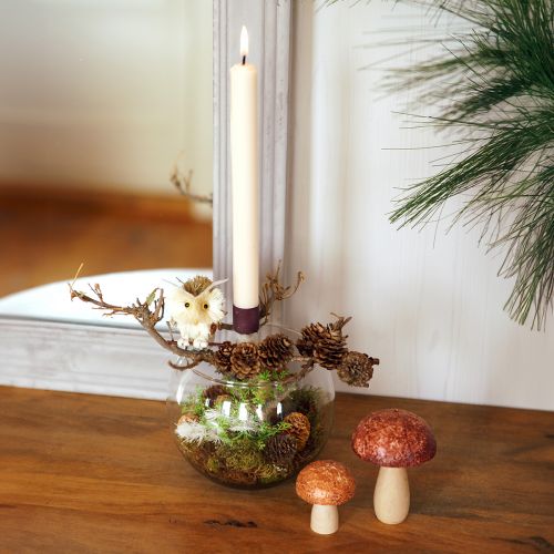 Prodotto Spine decorative per fiori gufo decorazione autunnale naturale Ø4cm H8cm 4 pezzi