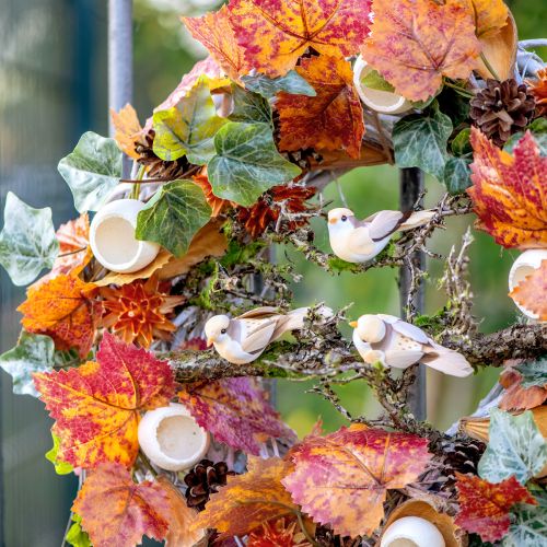 Floristik24 Uccello con piume su filo, uccello decorativo con piume arancione marrone 4 cm 12 pz