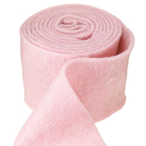 Floristik24 Nastro in feltro rosa nastro in vaso nastro in lana feltro di lana L15cm L5m