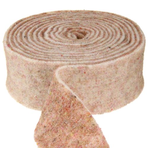 Floristik24 Nastro di feltro nastro di lana tessuto decorativo feltro di lana beige marrone-rosso 7,5 cm 5 m