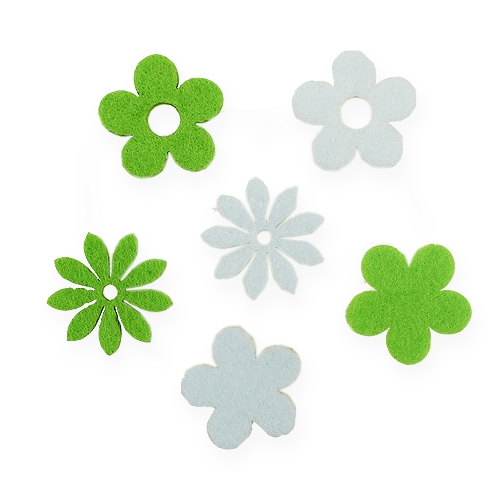 Floristik24 Fiore in feltro per diffusione verde, bianco 3,5 cm 96 pezzi