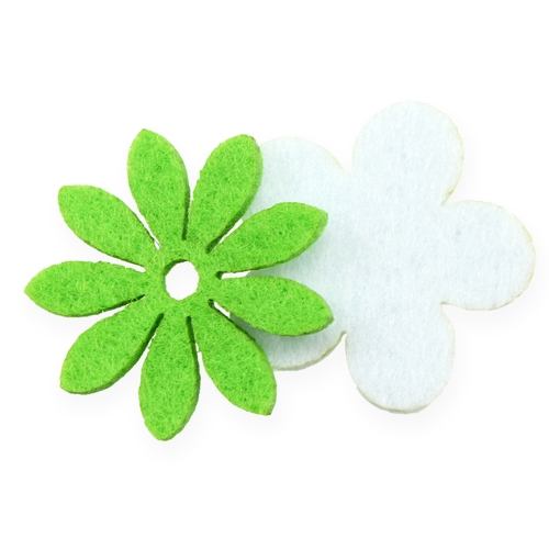 Floristik24 Fiore in feltro per diffusione verde, bianco 3,5 cm 96 pezzi