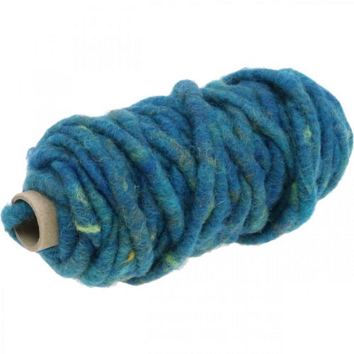 Floristik24 Cordone in feltro con filo di lana cordoncino blu 20m