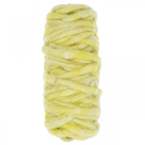 Cordone in feltro con cordoncino in lana giallo pastello 20m