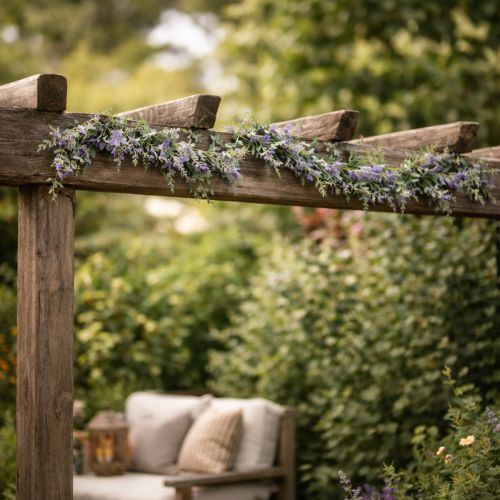 Prodotto Ghirlanda di lillà artificiale, decorazione primaverile per occasioni speciali e design stagionale, 145 cm, 2 pezzi