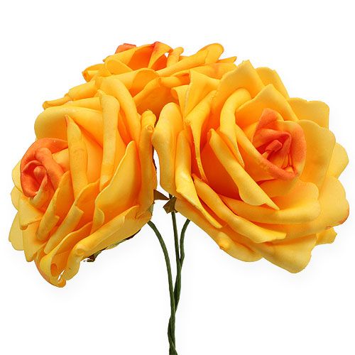 Floristik24 Rose in schiuma giallo scuro Ø10cm 8pz