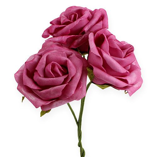 Floristik24 Rose in schiuma Ø 8 cm fucsia 18 pz