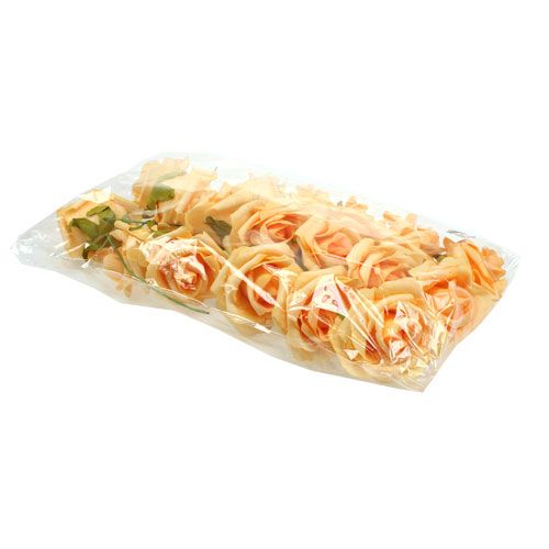 Floristik24 Rosa in schiuma Ø 8cm albicocca 18 pz