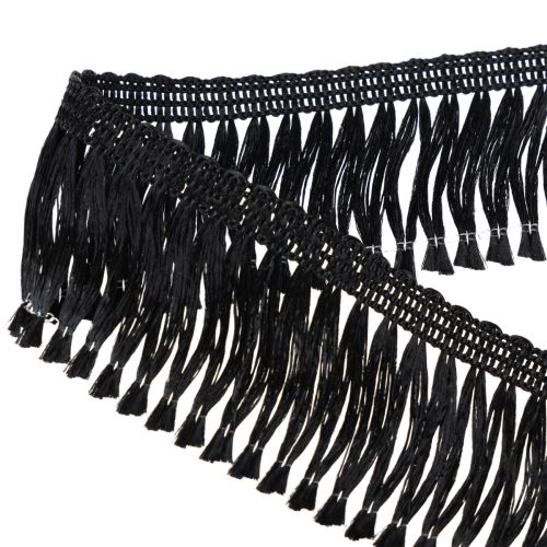Prodotto Nastro nero sfrangiato 4 cm, passamaneria a cordoncino, lurex decorativo sfrangiato 25 m