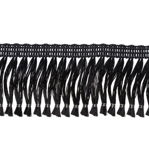 Prodotto Nastro nero sfrangiato 4 cm, passamaneria a cordoncino, lurex decorativo sfrangiato 25 m