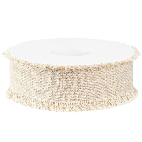 Prodotto Nastro con frange nastro decorativo in oro bianco L40mm L15m