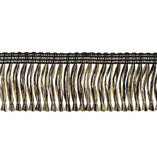 Passamaneria sfrangiata nera e oro 4 cm x 25 m - Ideale per decorazioni di ghirlande, nastri da lutto e accessori vintage | Floristik24.it
