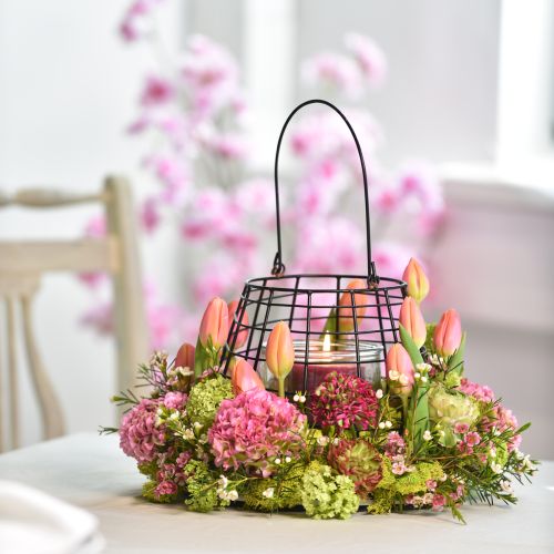 Floristik24 Lanterna da giardino con lanterna in vetro nero Ø20cm H18,5cm