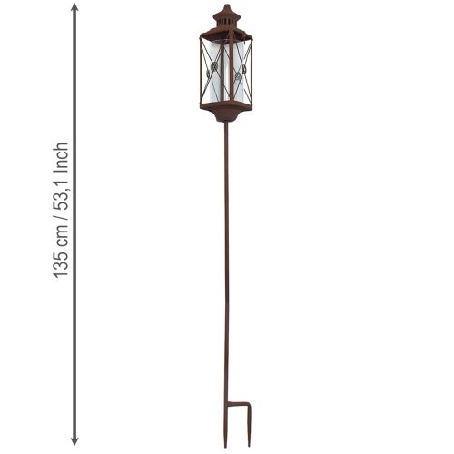 Prodotto Lanterna da giardino, decorazione in metallo, effetto ruggine, 12 cm x 12 cm x 135 cm