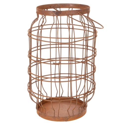 Lanterna da giardino, in metallo, finitura arrugginita, con manico, stile vintage, Ø19,5 cm | Floristik24.it