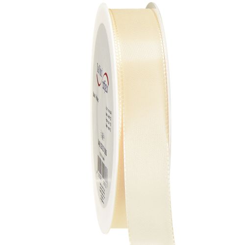 Floristik24 Nastro regalo e nastro decorativo in taffetà color crema 25 mm 50 m