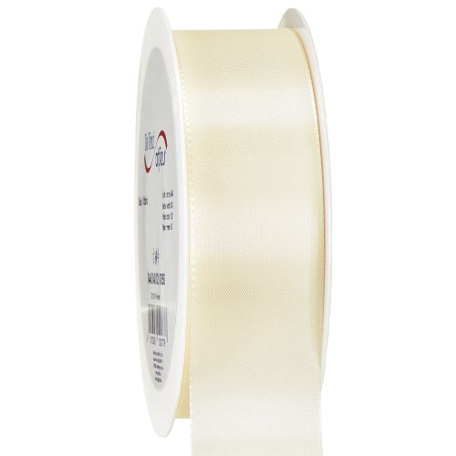 Floristik24 Nastro regalo e nastro decorativo in taffetà color crema 40mm 50m