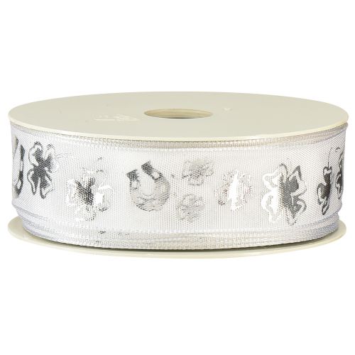 Prodotto Nastro regalo nastro decorativo argento bianco Capodanno 25 mm 18 m