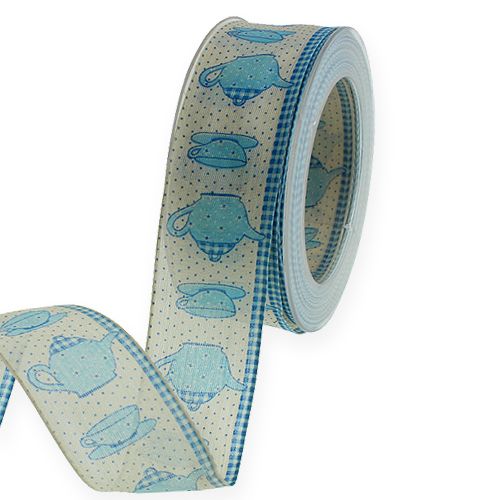Nastro decorativo con filo blu 40mm 20m