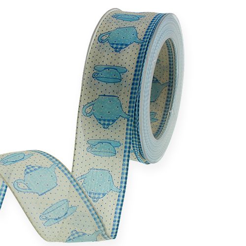 Floristik24 Nastro decorativo con filo blu 40mm 20m