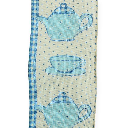 Floristik24 Nastro decorativo con filo blu 40mm 20m