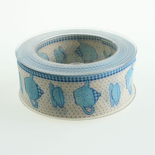 Floristik24 Nastro decorativo con filo blu 40mm 20m