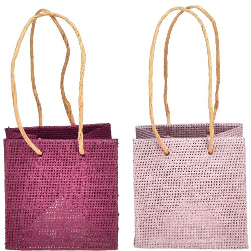Floristik24 Busta regalo con manici in rosa bordeaux 10,5 cm 8 pz