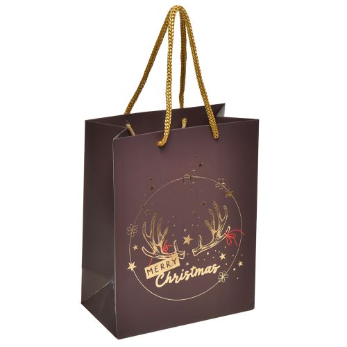 Floristik24 Sacchetto regalo di Natale con corna di cervo marrone/oro 18x10x23cm 2 pezzi