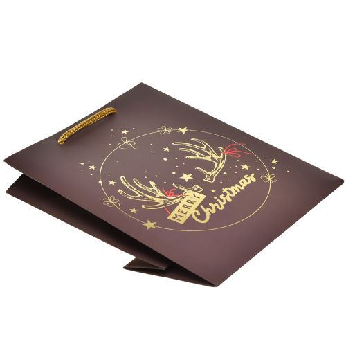 Floristik24 Sacchetto regalo di Natale con corna di cervo marrone/oro 18x10x23cm 2 pezzi