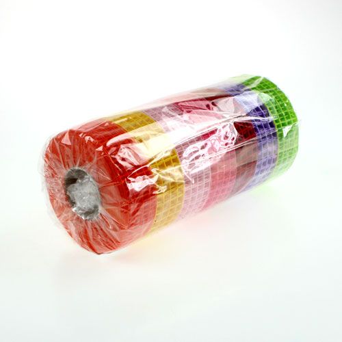 Floristik24 Nastro a griglia 3 cm x 10 m colorato 7 pezzi
