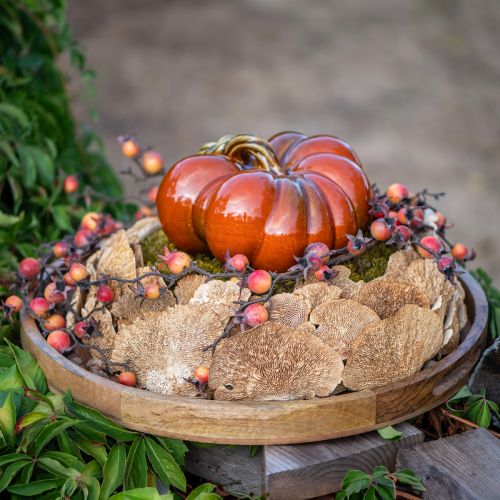 Floristik24 Zucca in ceramica lucida di colore rosso-arancio brillante con gambo verde - 21,5 cm - decorazione autunnale ideale