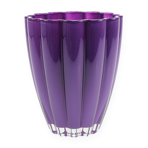 Floristik24 Vaso in vetro &quot;Bloom&quot; viola Ø14cm H17cm