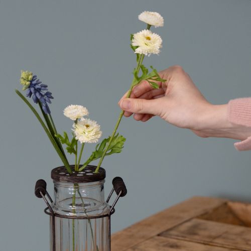 Prodotto Bottiglia di vetro in un cestino di metallo, ideale per accenti decorativi nel soggiorno, 20 cm