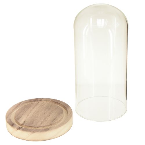 Prodotto Campana in vetro con base in legno naturale trasparente Ø12cm H21cm