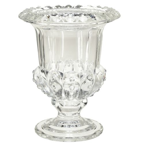 Prodotto Vaso in vetro vintage con design a tazza – trasparente, 16x20 cm – elegante decorazione da tavolo