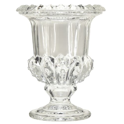 Prodotto Vaso in vetro vintage con design a tazza – trasparente, 16x20 cm – elegante decorazione da tavolo