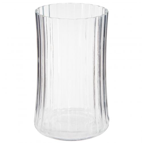 Prodotto Vasi di vetro vasi decorativi decoro con scanalature trasparenti Ø12cm H19cm 2 pezzi