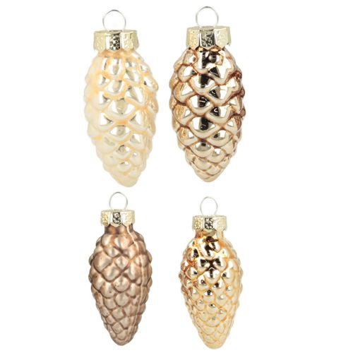 Floristik24 Coni di vetro da appendere, vetro marrone oro 5,5 cm, 14 pezzi