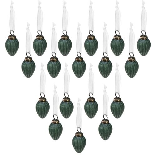 Prodotto Coni di vetro da appendere Decorazione natalizia in vetro verde opaco Ø10 cm 18 pezzi in un bicchiere
