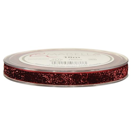 Prodotto Nastro glitter Nastro natalizio rosso scuro L10 mm L10 m