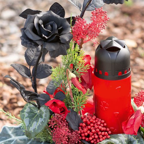 Floristik24 Candela funebre ICP all&#39;olio vegetale rosso per ricordo H24cm