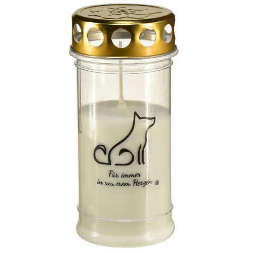 Candela per tomba di cani con luce grave per animali bianca Ø7cm H16,5cm