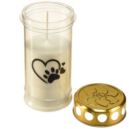 Floristik24 Grave luce cuore di cane con zampa tomba candela bianca Ø7cm H16,5cm