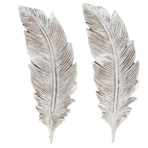 Prodotto Decorazione tombale piuma grigio bianco decorazione tomba in poliresina 15,5 cm 4 pz